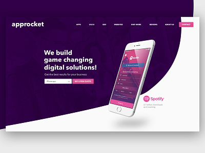 Spotify App - Hot Pink app automation logo phone purple spotify typography ui user experience design user inteface user interface user interface design ux uxd web design website