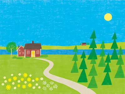 Sweden illustration landscape photoshop simple spring sweden swedish