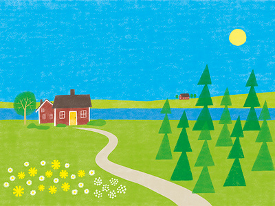 Sweden illustration landscape photoshop simple spring sweden swedish