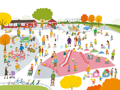 Vasaparken children family illustration photoshop playground simple sweden