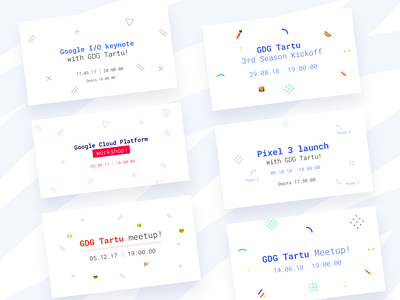 GDG Season Two and Three Event Headers branding clean design event event branding facebook gdg google graphics header hero meetup minimal tartu ui ux web