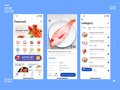 Frozen product interface design blue e commerce food fresh gui ocean ui