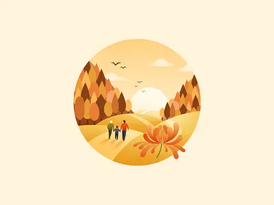 Double Ninth Festival art china color design drawing family festival flower icon illustration logo mountain sun typography ui vector yellow