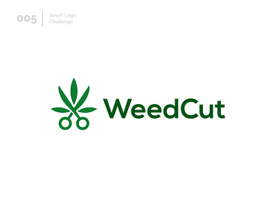 5/100 Daily Smart Logo Challenge 100 day challenge 100 day project abstract challenge green legal logo logo design logo design challenge marijuana modern scissors weed