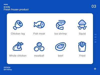 icon-Fresh beef blue chicken leg french fries fresh icon squid ui