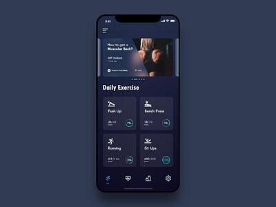 Daily UI - #045 Info Card 2d app art blue color dailyui dark design dribbble illustration info card ios iphone minimal ui user experience user interface ux web design workout