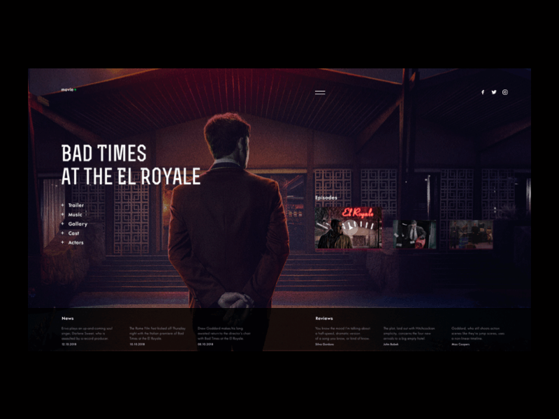 Movie website about animation article artist company dark film font interaction main page minimal promo typography website