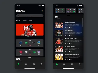 Sports Livestream APP UI app livestream nba sketch sport ui ux