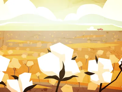 Turnipseed Flashback Styleframe animated short animation animator concept cotton cotton field design for animation environment design field geometric grunge illustration motion design motion graphics plantation southern texture visual development