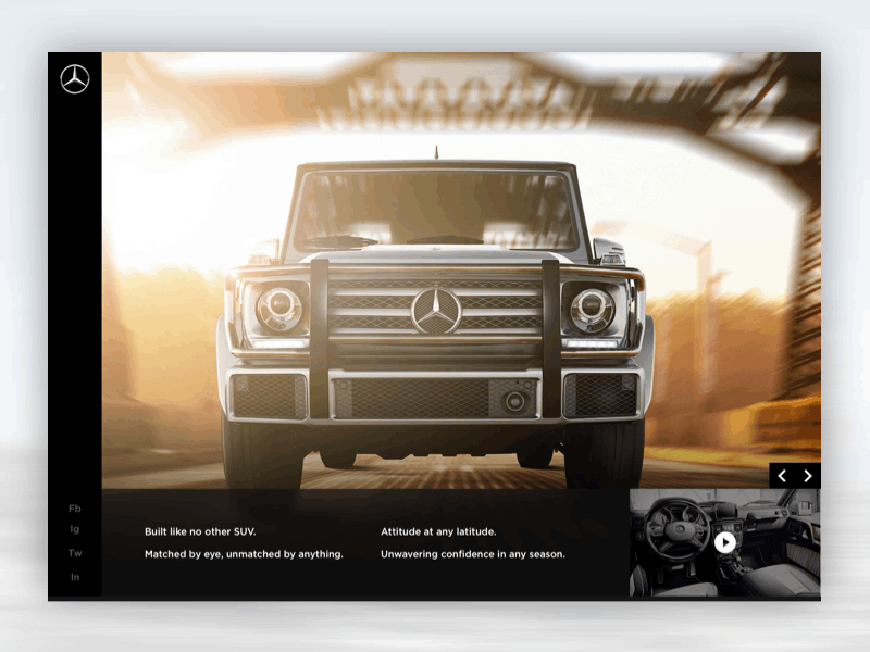 Mercedes-Benz G-Class concept redesign (animated) animation car concept design g class g klasse interface mercedes benz principle redesign sketch transition ui user experience user interface ux web web design webdesign website
