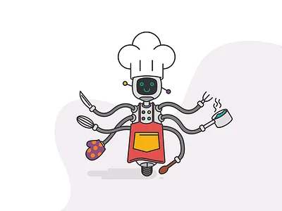 Robot cooking cook illustration robot smile vector