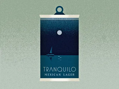 2/31 - Tranquil alcohol beer can illustration illustrator inktober inktober 2018 label lake moon night ocean quiet sailboat sea texture tranquil vectober vector
