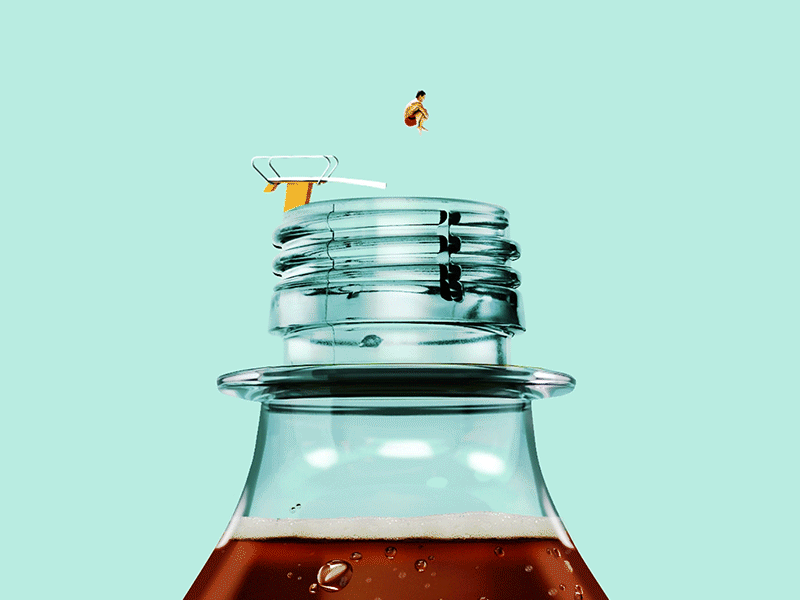 Coke Summer animation bottle coca cola coke collage endless jump board mezzomix motion sky sparkles swimmer timefreeze