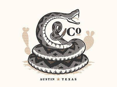 C&Co Rattler branding cactus halftone illustration snake