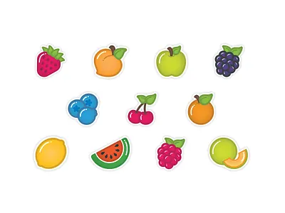 Boba Tea Fruit Flavors Icons cartoon cute icons illustration pixelgami sticker