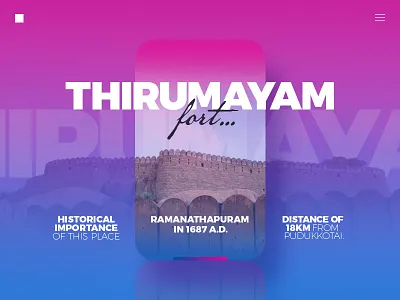 Tourism Place colorful creative flower fort illustration intraction template temple thirumayam tourism and travel typography ui