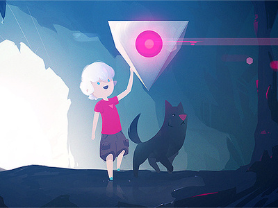 Explorers 💖 boy cave child dog illustration kid robot