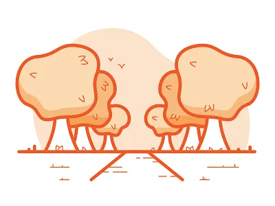 Autumn Evenings! autumn flatdesign illustration linework nature orange organic shapes seasons trees vector