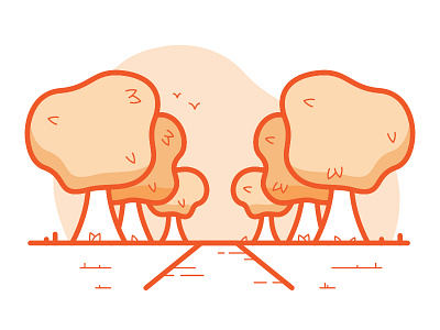 Autumn Evenings! autumn flatdesign illustration linework nature orange organic shapes seasons trees vector