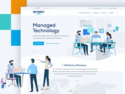 Homepage Shot of Global Technology Firm clean illustration ui ux web design website
