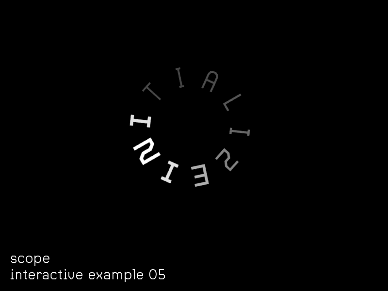 Scope interactive example 05 animated type animation initialize interactive type kinetic type loading responsive type scope type design typography variable font variable typography