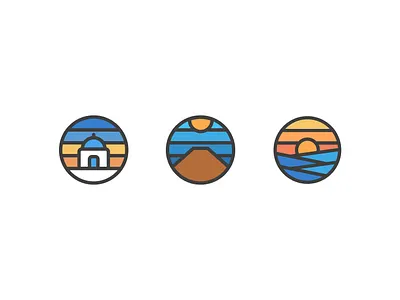 Santorini Badge badge icons santorini sunset