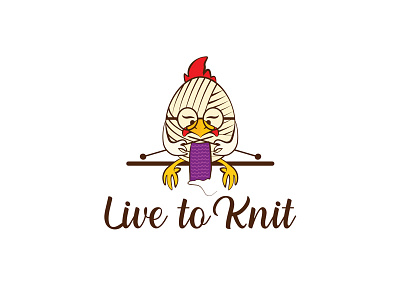 Live To Knit chicken egg illustration knit knit logo knitting knitwear live to knit logo design logotype needle yarn