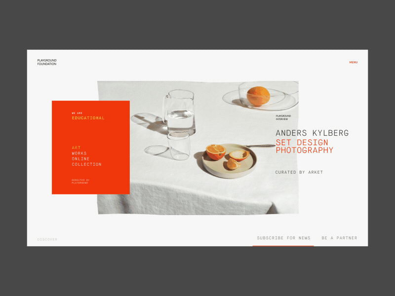 Playground Foundation Art Archive Slider Animation anim animation art blog concept design fashion gif grid interaction interface models motion promo slider typography ui ux web website