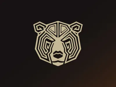 Bear Head Logo animal bear brown custom design grizzly illustration logo shapes tan tribal