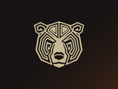 Bear Head Logo animal bear brown custom design grizzly illustration logo shapes tan tribal