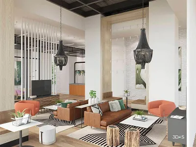 Miami Lobby 3D Rendering 3d architectural florida lobby miami rendering