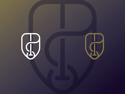 PS Shield Logo gold icon logo mark shield wordmark