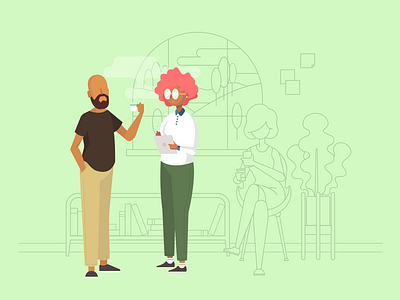Morning Chats coffee illustration illustrator morning office people vector