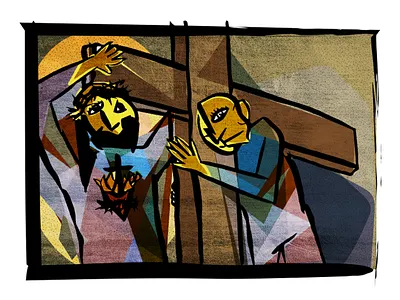 Christ helping to carry our crosses illustration