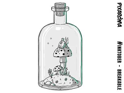 Inktober Daily Challenge Day 20 - Breakable bottle breakable cartoon challenge creative drawing fantasy inktober inktober2018 mushroom photoshop sketch sketching