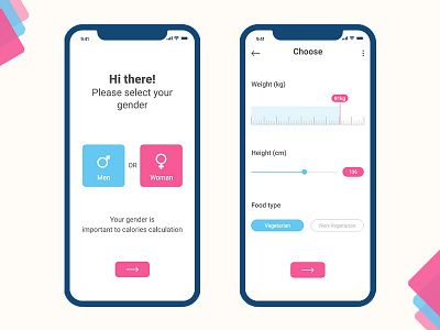 Weight Loss app blue cm design kg loss mobile app pink reduce weight weight loss