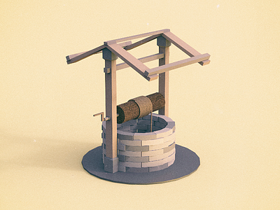 Water well 3d clayrender gamedev indiegame keyshot lowpoly maya render tolitt unity