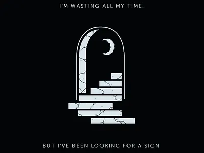 Wasting all my time. black blackwork illustration staircase white.