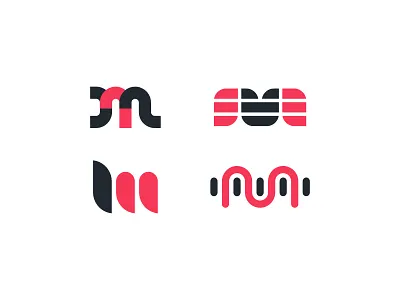 M Exploration 2d black design flat icon logo minimalistic red simple typography unused vector