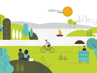 Carriall Backpack Film Illustration backpack cycling design graphic graphic design illustration landscape illustration nature travel tree vector art