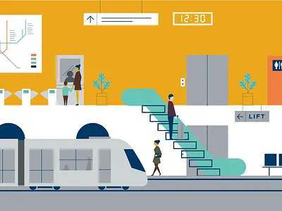 Metro station - Carriall Backpack Film Illustration animation art design graphic graphic design icon illustration map metro metro station people train station travel