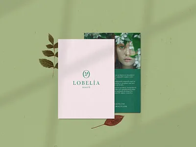 Lobelia card botanical branding flowers green logo nature pink texture typography