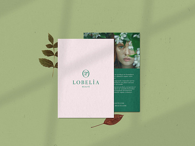 Lobelia card botanical branding flowers green logo nature pink texture typography