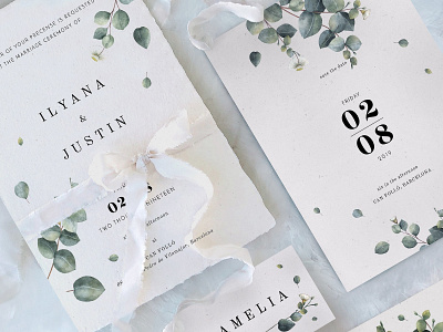 Eucalyptus Foliage Wedding Suite craft cute delicate design floral flower gift cards hand crafted hand drawn invitation invitation invitation card invitation set logo modern romance simple simple invitation wedding wedding card wedding invitation