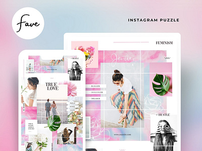 Instagram Puzzle - Fave blogger branding clean elegant fashion feminine inspiration instagram instagram post instagram posts instagram puzzle instagram stories instagram template moodboard social media social media pack social media templates stories template templates