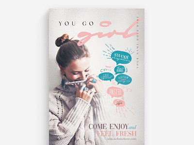 You Go Girl Flyer Template boutique classy creative disco elegant event fancy fashion fest glamour haute couture marketing mode model modern new collection night club party pastel promo