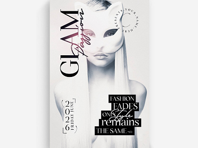Glam Passion Flyer Template boutique chic classy creative disco elegant event fancy fashion fest glamour haute couture marketing mode model modern new collection night club party promo