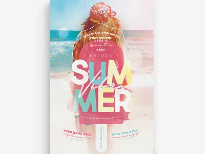 Summer Vibes Flyer Template beach boutique caribbean creative cute entertainment event flyer exhibition fest festival fresh fun holidays hotel music outdoor party popular flyer promo promotion