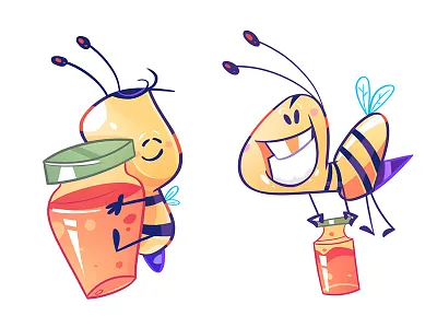 Honey Delivery bee cartoon character characterdesign coloring delivery drawing fun honey illustration process sketch spovv