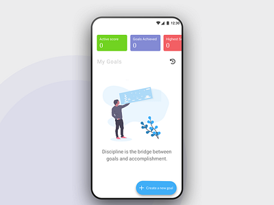 Let's start creating goals android app goals illustration material design quote score stats ui ux